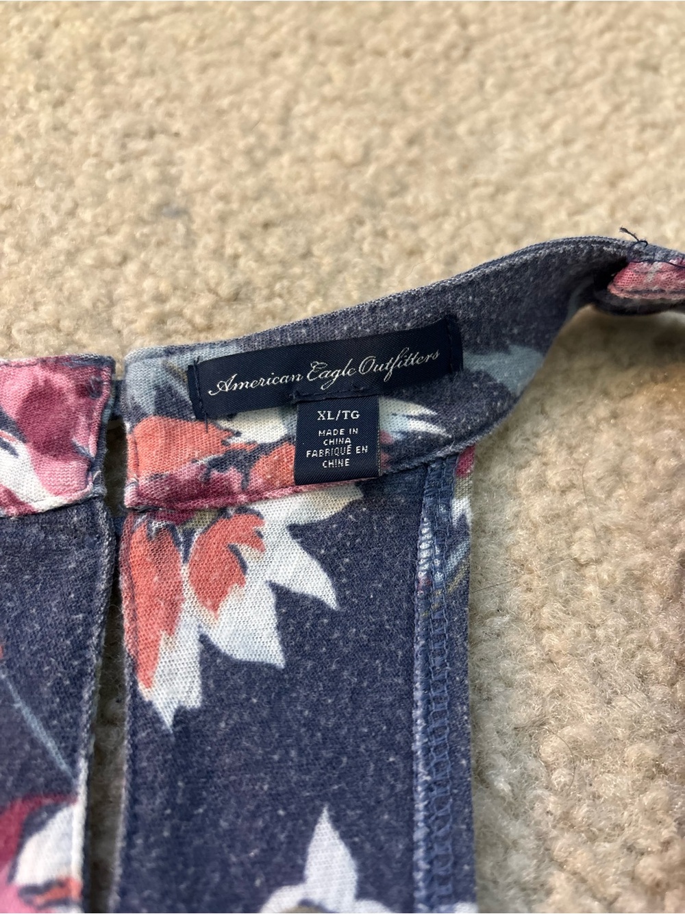 Navy Floral Racerback Tank Top - Picture 2 of 4